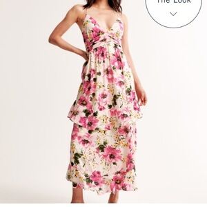 Abercrombie & Fitch Pink Floral Tiered Dress